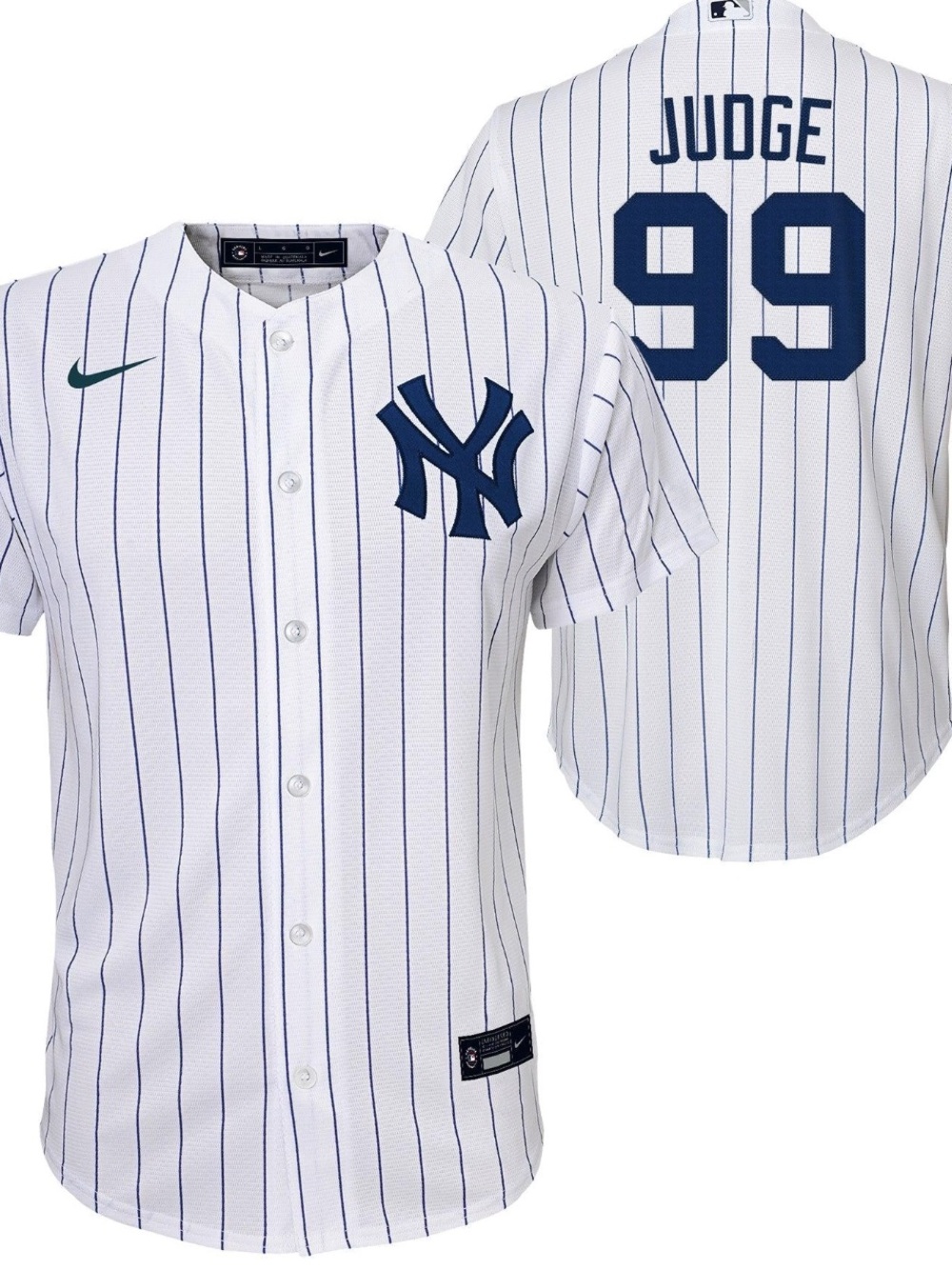 Nike Aaron Judge #99 New York Yankees Youth Jersey M 10/12 White Pinstripe NWT